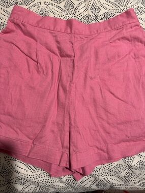 Madewell Pink High-Waist Linen Blend Shorts
